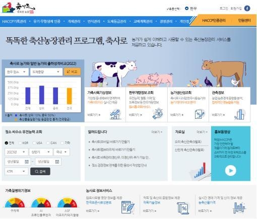 <strong>축사로 홈페이지 화면</strong>