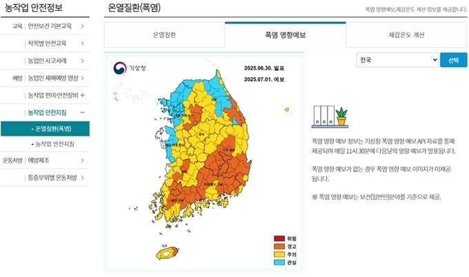 <strong>전국 및 지역별 폭염 영향예보</strong>