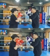 ‘배슬기’ 트레이너와 함께 복싱 훈련을 하고 있는 모습이다